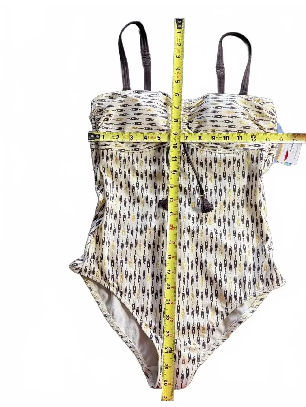 AMOENA cream brown Buenos Aries detachable straps one piece swimsuit size 10B